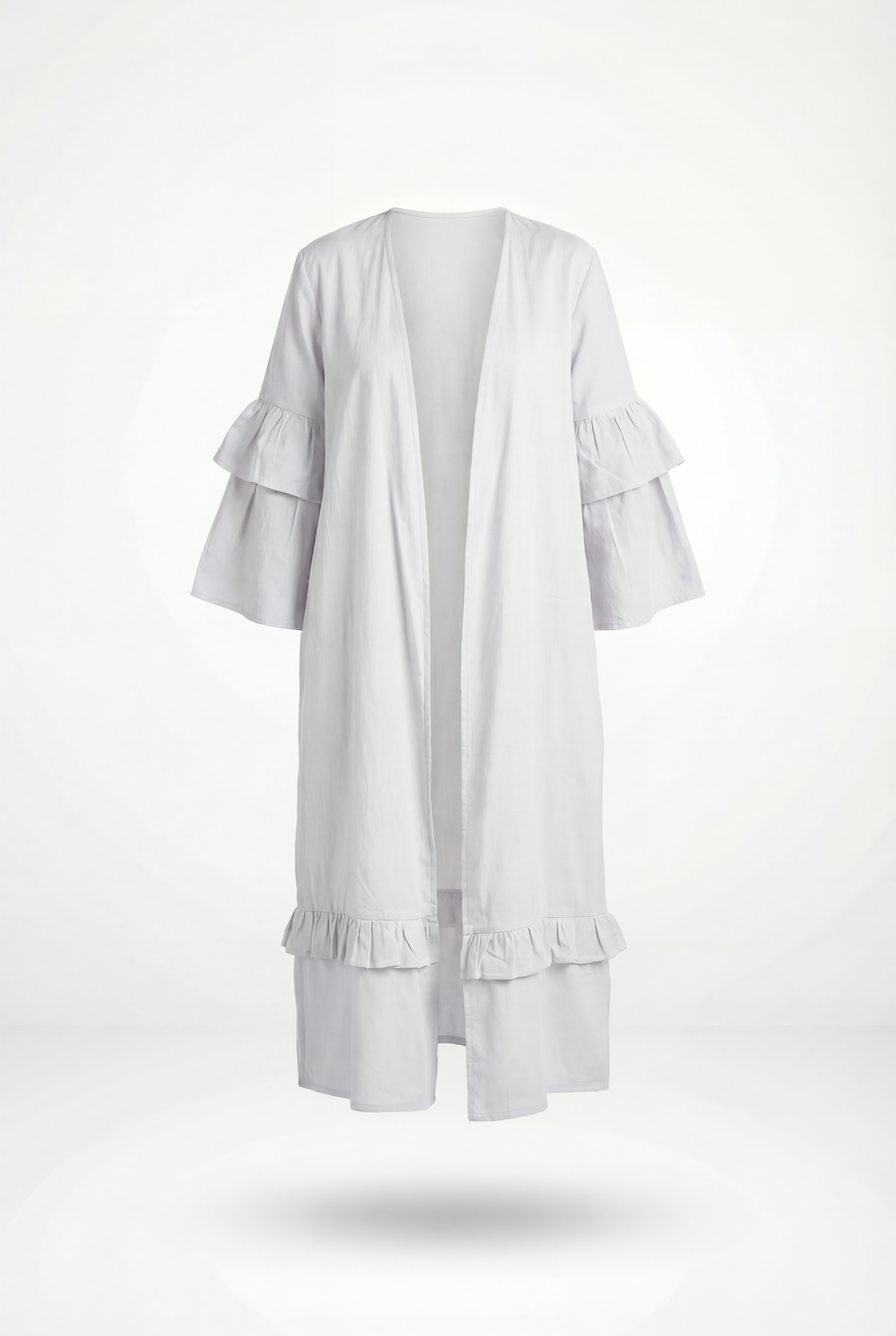 Whispering Ruffle AVIRA Kimono in white